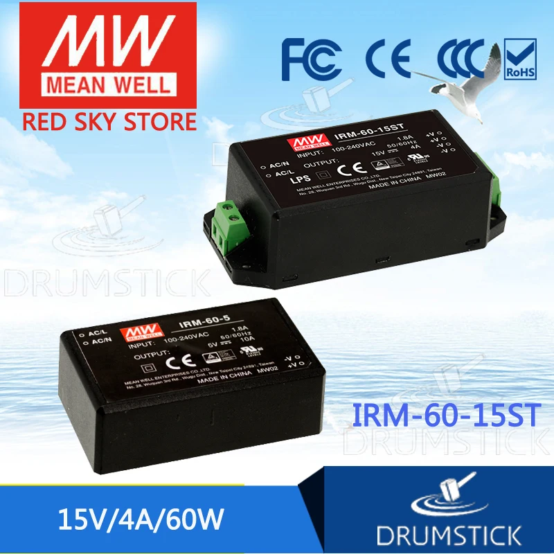 Бренд MEAN WELL представляет IRM 60 15ST 15V 4A meanwell Вт Винтовые клеммы стиль|meanwell 15v|screw