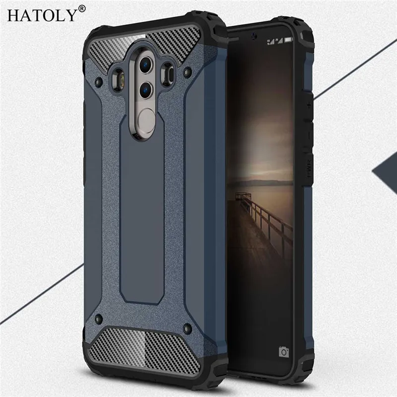 HATOLY для Coque huawei mate 10 Pro Чехол сверхмощный Броня тонкий жесткий резиновый чехол силиконовый чехол для телефона для huawei mate 10 Pro 6" - Цвет: Navy Blue