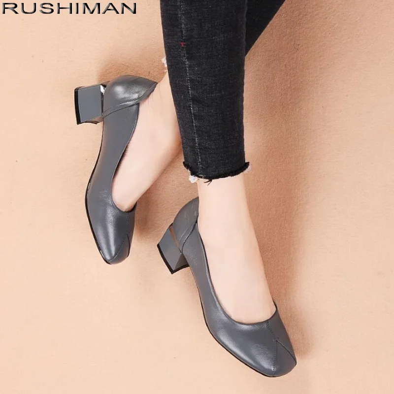 

RUSHIMAN Spring new fashion Flat Shoes women Genuine Leather Work shoes comfortable Casual Pregnant Women Shoes