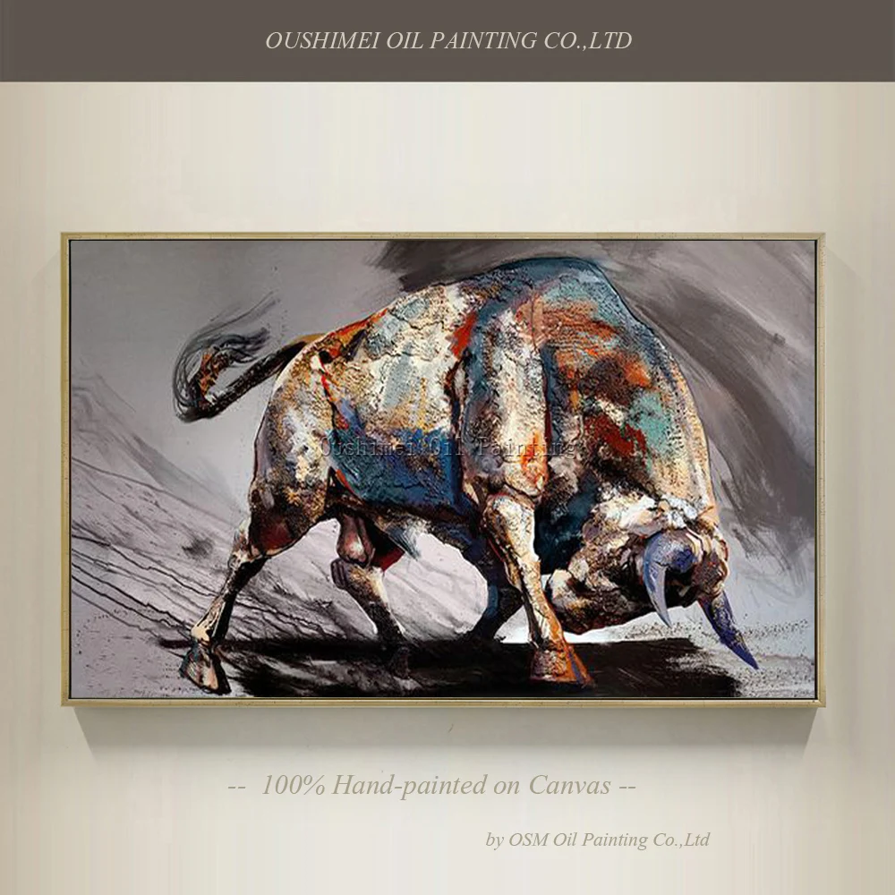 Top Artist Team Supply High Quality Modern Abstract Bull Fighting Oil Painting On Canvas Top Quality Bullfight Oil Painting