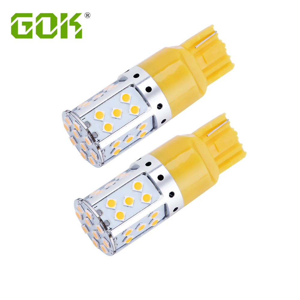 

2 X без ошибок без гипервспышки Янтарный светодиодный светильник 7440 T20 светодиодный W21W 35SMD 3030 светодиодный светильник для переднего или задн...