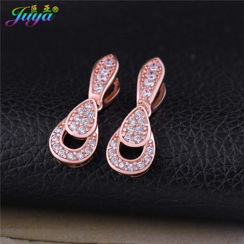 

DIY Earring Findings Paved Zircon Clamp Pinch Clip Bail Hooks Accessories For Women Handmade Agate Crystal Pearls Jewelry Making