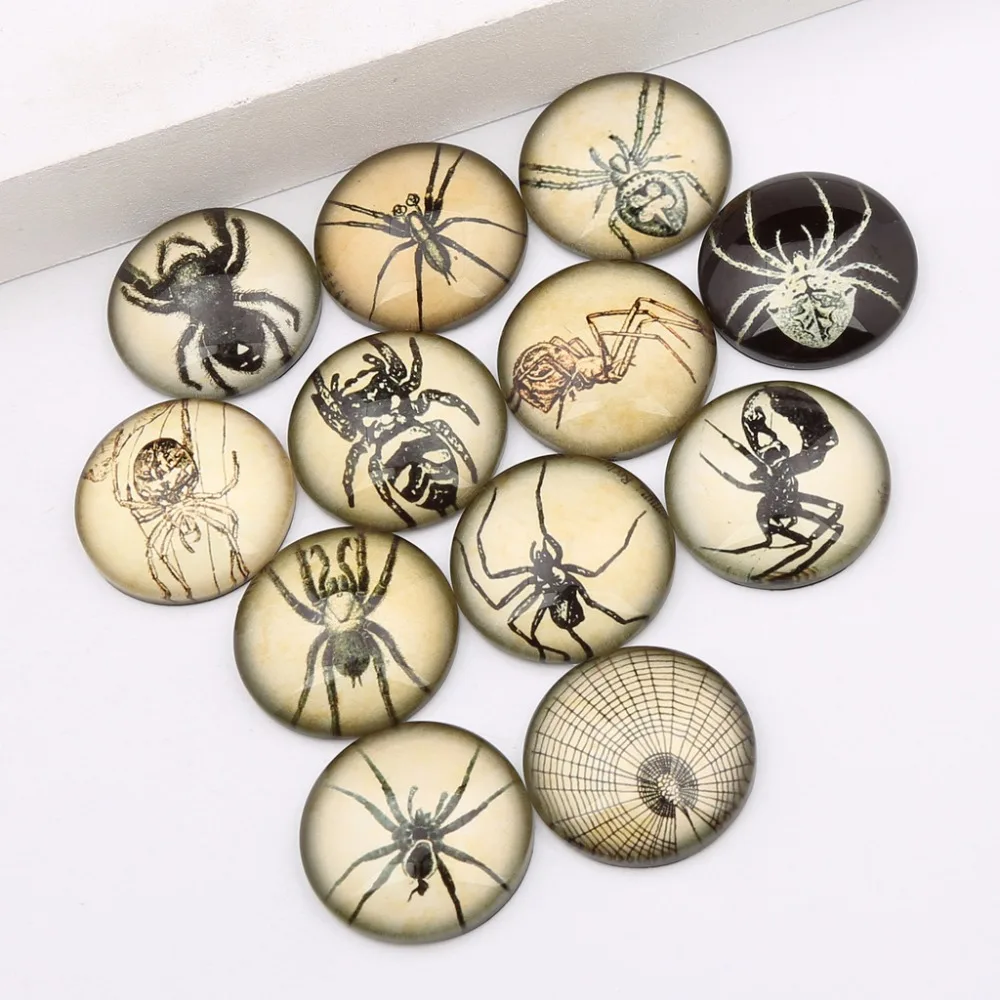 

reidgaller 20pcs photo glass cabochon 20mm diy mixed handmade vintage spider photo findings for scrapbooking embellishments