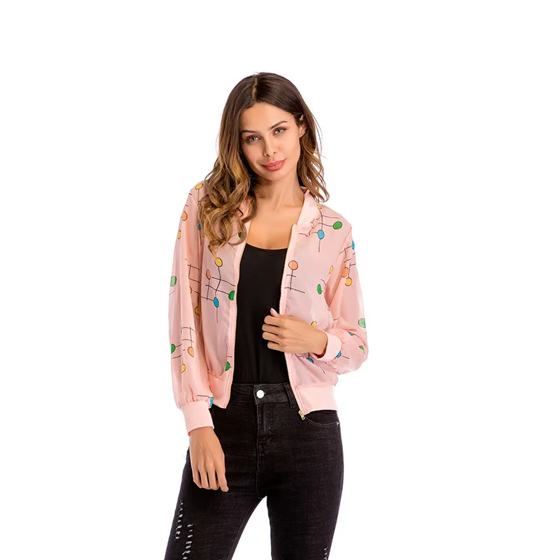 2019 Модная Фирменная весенняя куртка с принтом разноцветные шары на молнии Легкая