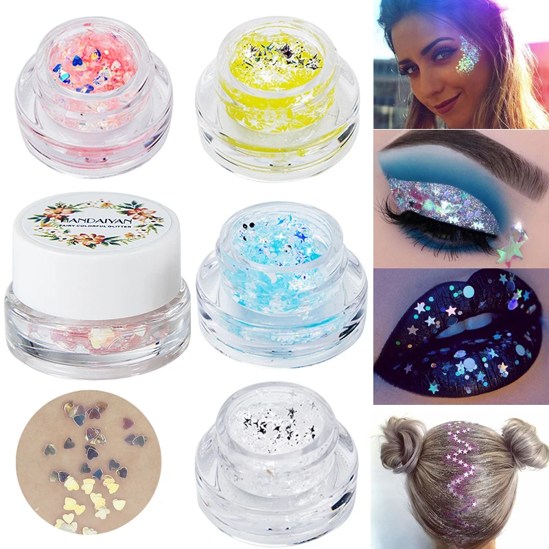 Блеск гелевый хайлайтер тени для век пигмент Русалочка лица волосы губы тату