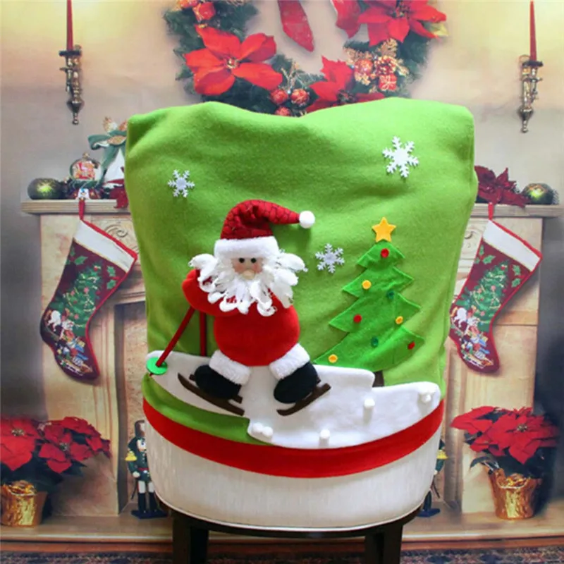 Hot Xmas Christmas Dinner Party Chair Cover Ornament Santa claus Festival Decorations For home house living room antimacassar | Дом и сад