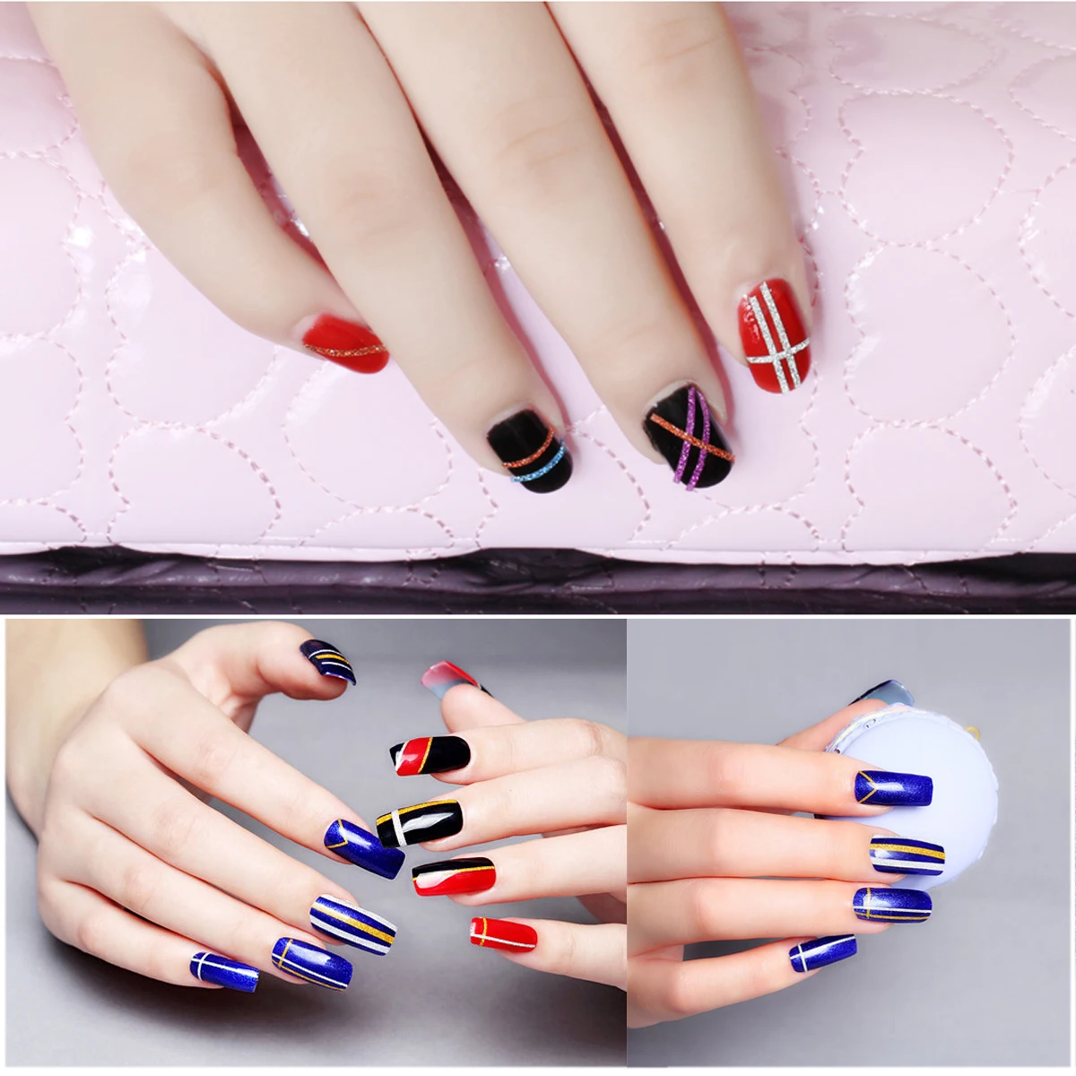 Monja 10 в рулонах для украшения ногтей цветная лазерная лента скраба полоски