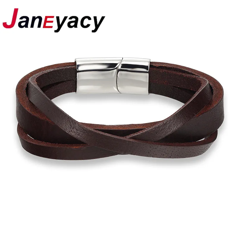 Кожаный мужской браслет JANEYACY 2017 ювелирные изделия с якорем на запястье