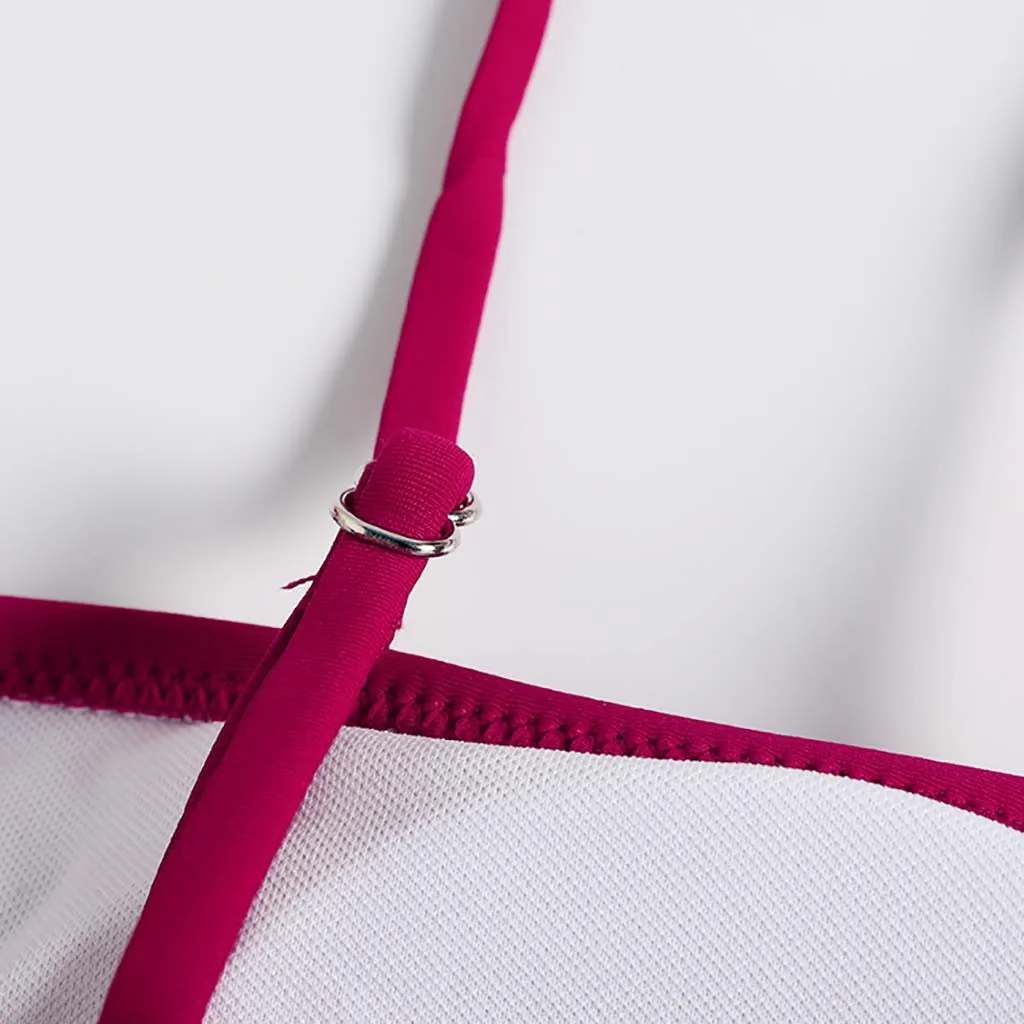 Женский купальник красное бикини с высокой талией Раздельный из двух предметов