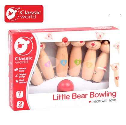 Классический Детский пазл деревянный медведь набор для боулинга 1-3 года забавная