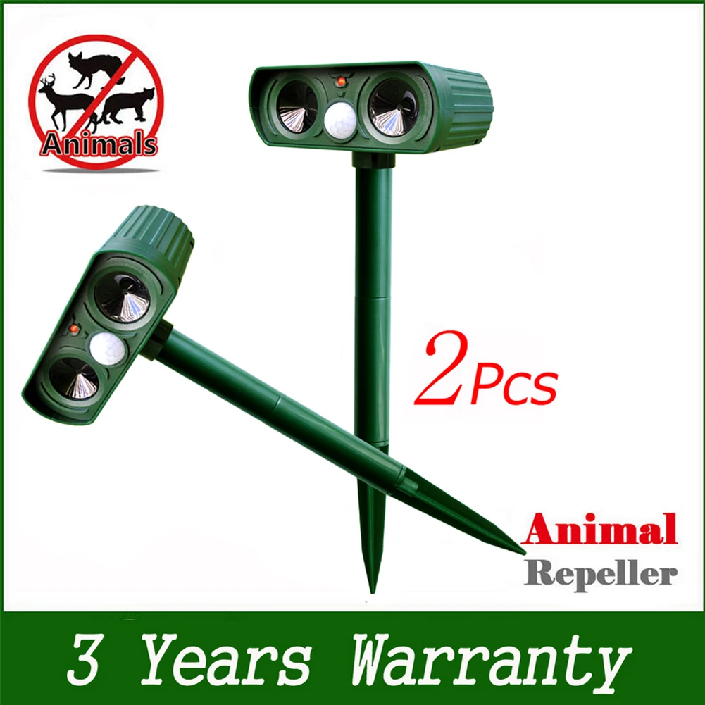 2pcs Outdoor Solar Ultrasonic Pest Animal Bird Cat Dog Repeller Repellent Control Trap Insect Killer Garden Supplies | Дом и сад