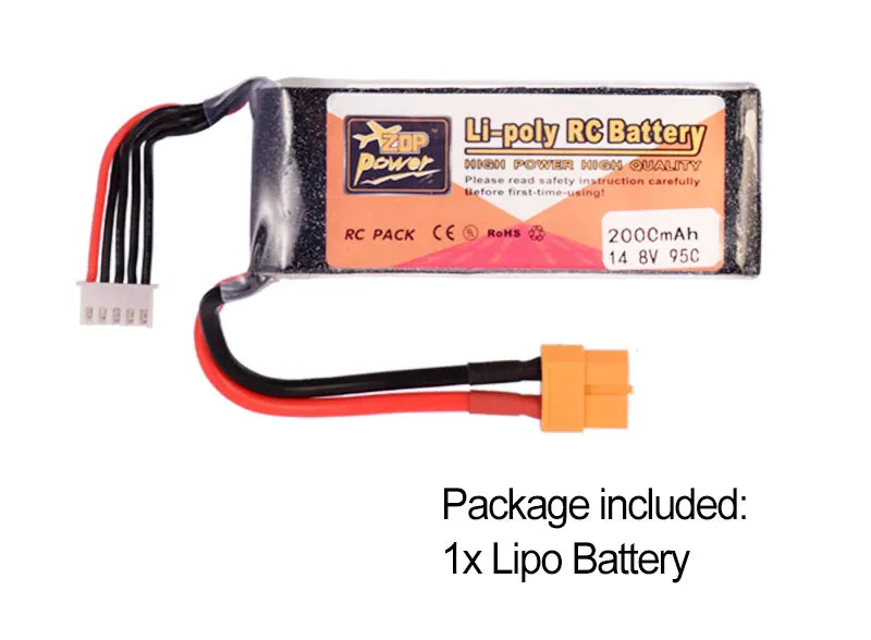 

ZOP Power 14.8V 2000mAh 95C 4S Lipo Battery XT60 Plug Rechargeable Battery For RC Racing Drone Helicopter Multicopter Car Model
