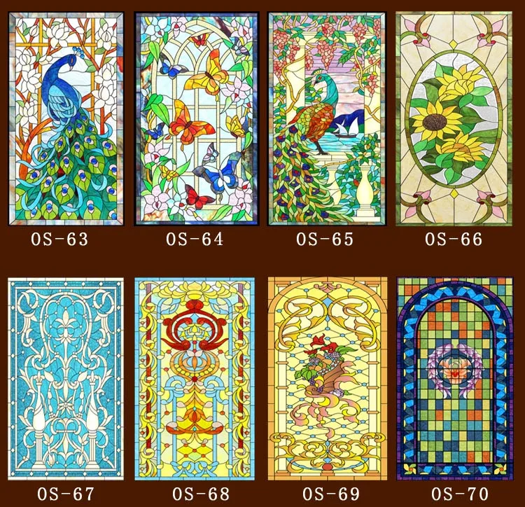 60 см * 100 см/шт. Пользовательские статические скрабы без клея прозрачные витражные