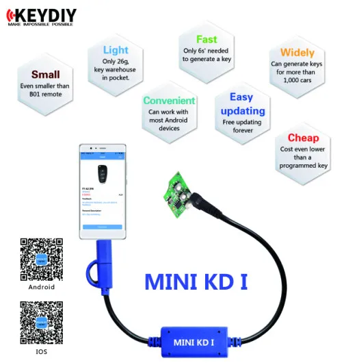 KEYDIY мини KD ключ генератор пульты склад в вашем телефоне Поддержка Android сделать более 1000 Авто пульты+ Б серии дистанционного управления
