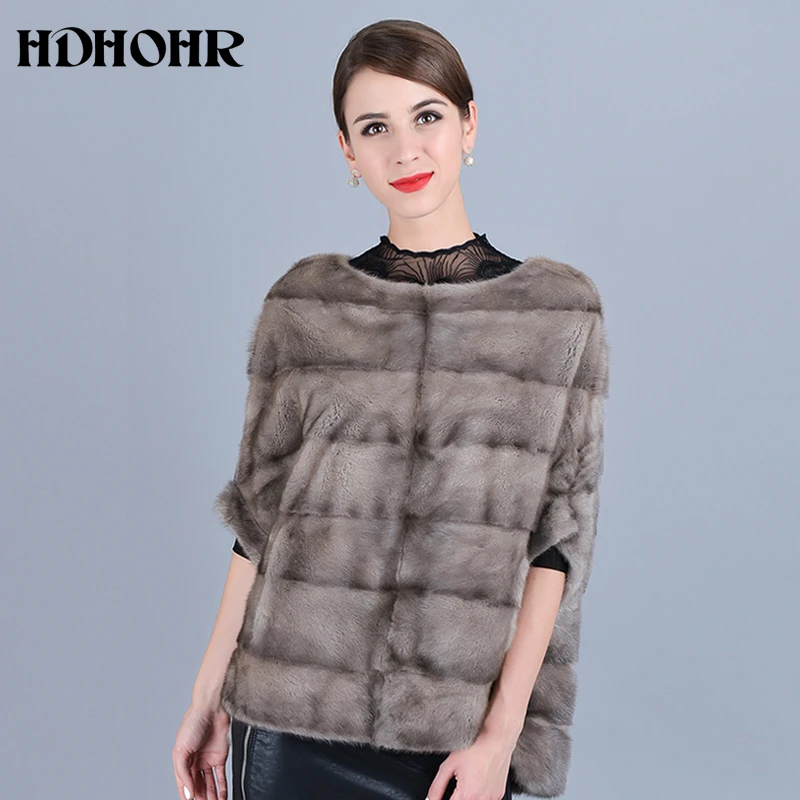 HDHOHR новые шубы из натурального меха норки для женщин, натуральные тонкие короткие шубы из меха норки, зимние модные меховые куртки с круглым вырезом для женщин