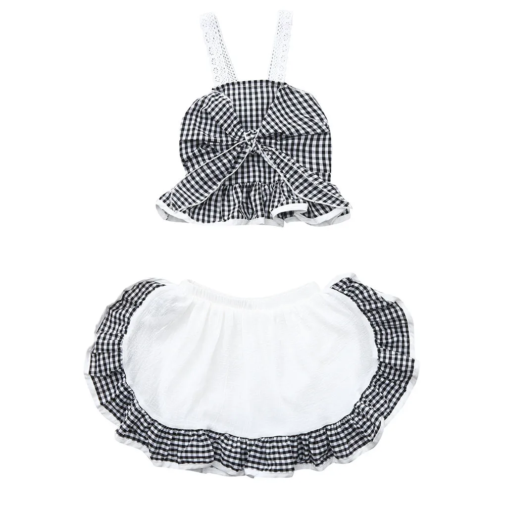 ARLONEET/Модный Милый Летний клетчатый жилет для маленьких девочек из 2 предметов