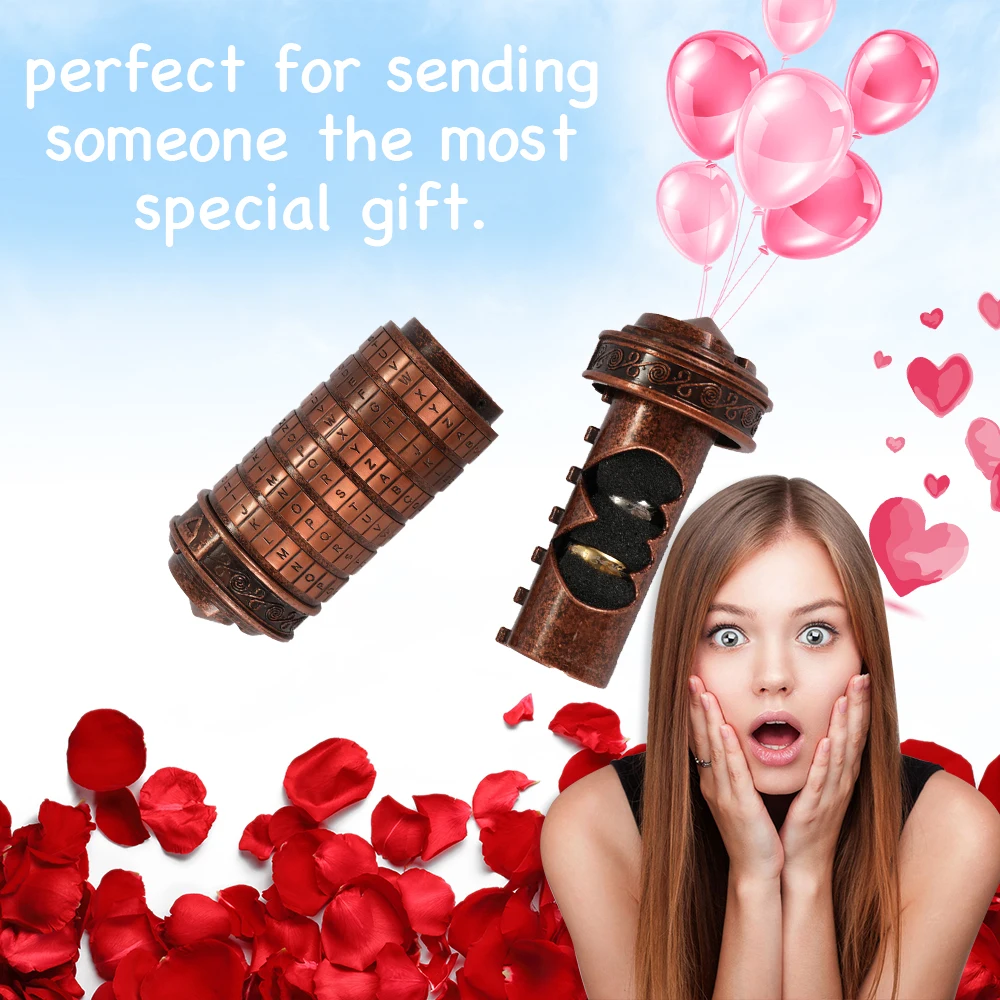

2019 Retro Birthday Gift Cylinder Lockbox Code Alphabet Lock Romantic Anniversary Day Gift Valentine Day To Girlfriend Gift