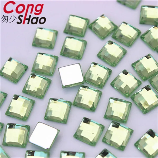 Green Cong shao 300 шт 8 мм квадратной формы цветные акриловые искусственные бриллианты аппликация камни и кристаллы драгоценные камни плоская полированная задняя поверхность для поделок YB714 - Цвет: Green