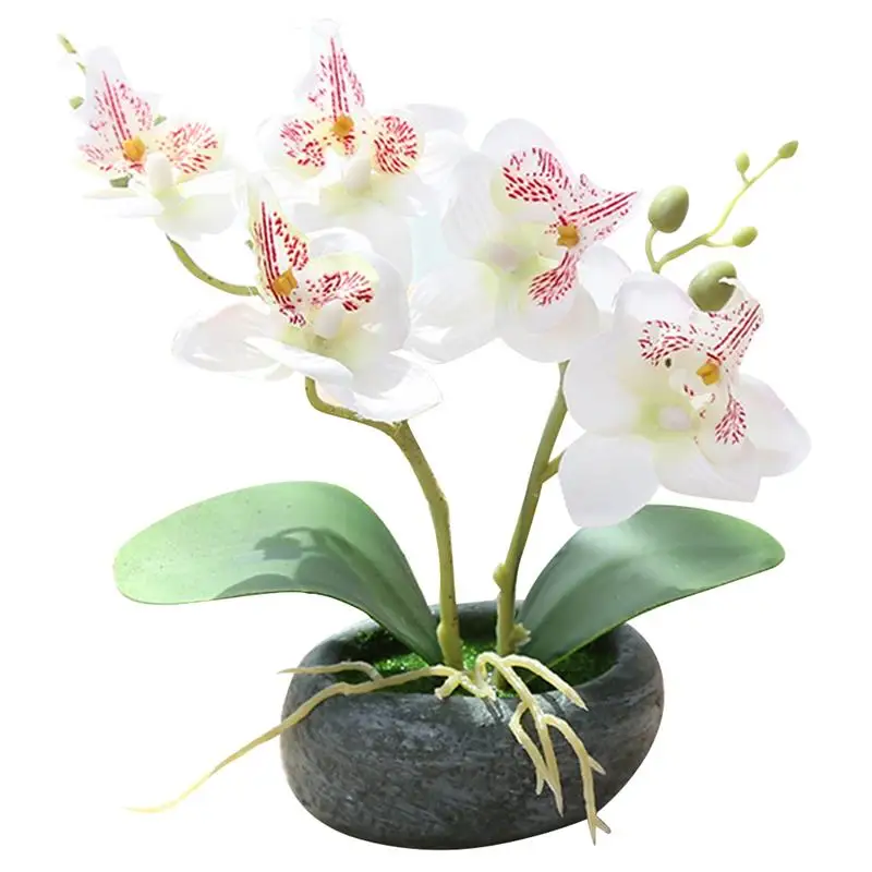 Artificial Potted Flower Moth Orchid Potted Plant Bonsai Trigeminal Festival Home Party Garden Wedding Fake Flowers Decorations