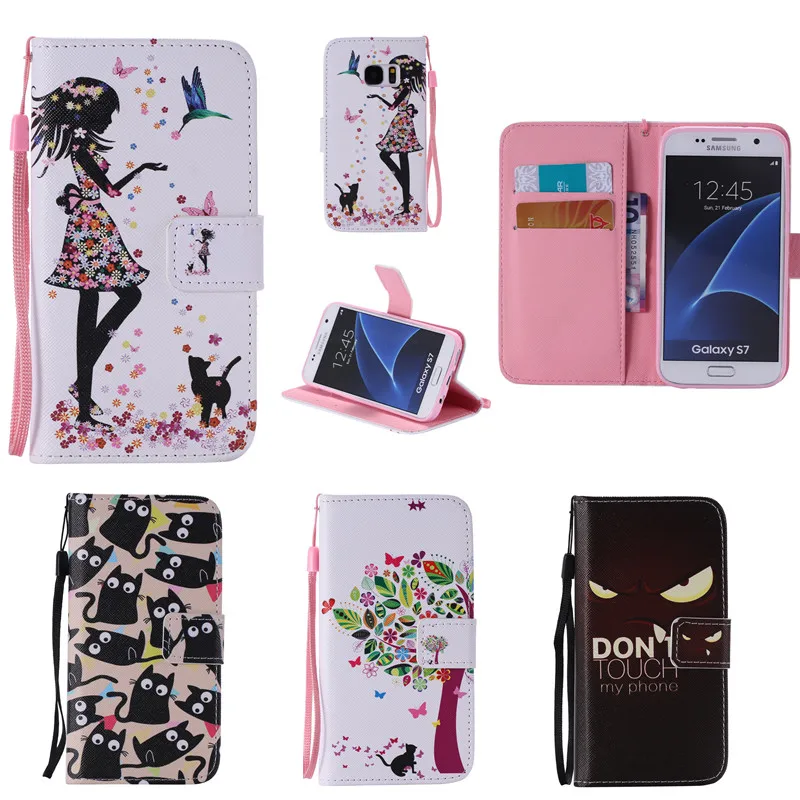 Милый мультяшный милый кошелек с девушкой кожаный чехол книжка ремешком для Samsung