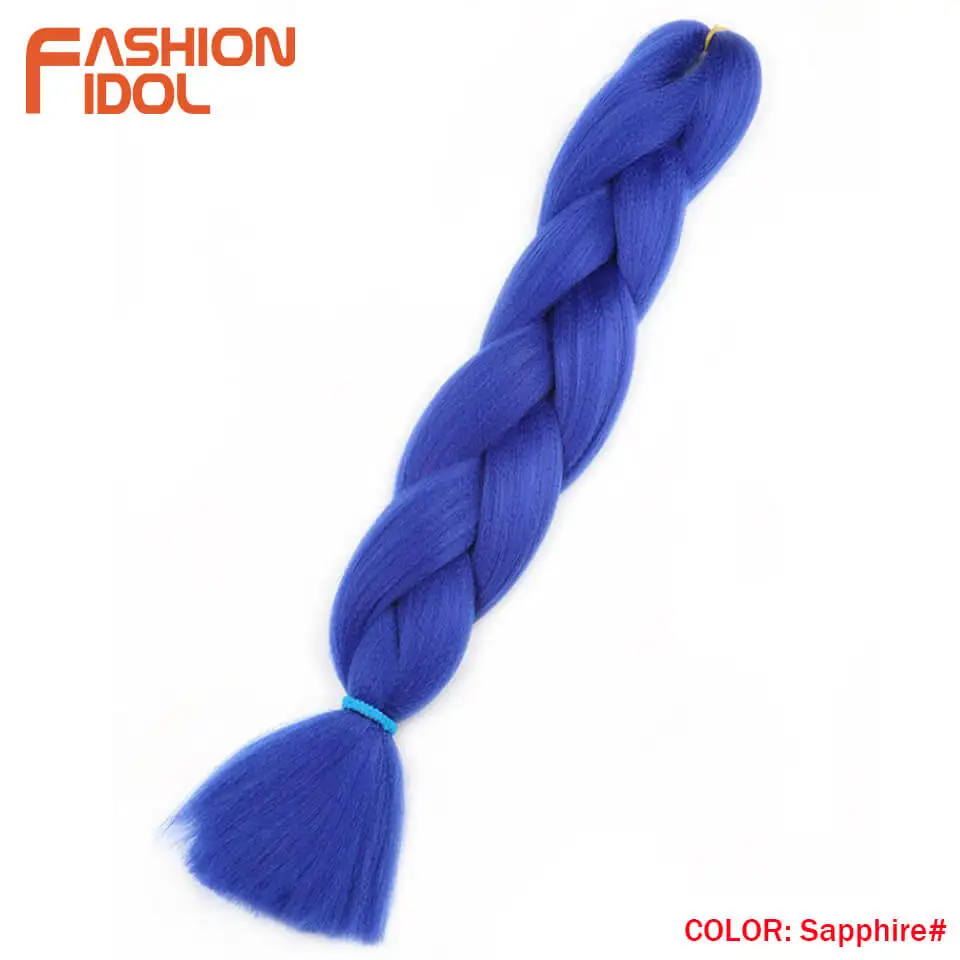 FASHION IDOL Synthetic Braiding Hair Ombre Kanekalon 24 Inch 100g/Pack Blonde Grey Crochet Braids Hair Extensions Jumbo Braids