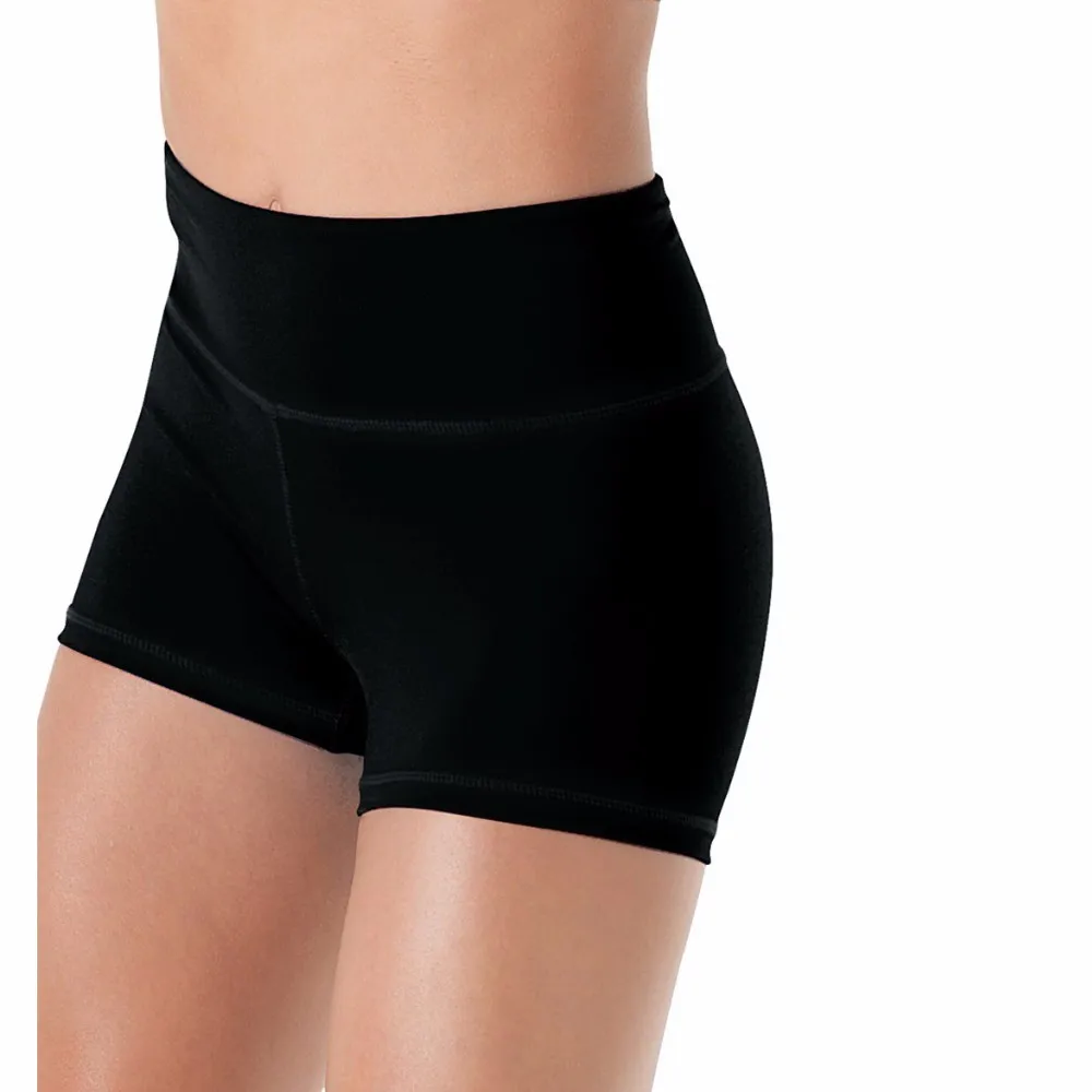 ICOSTUMES Womens  Dance Mid Waist  Shorts Black Lycra Spandex Capris Workout Gymnastics  Bottoms Skinny  Ladies Fitness Shorts