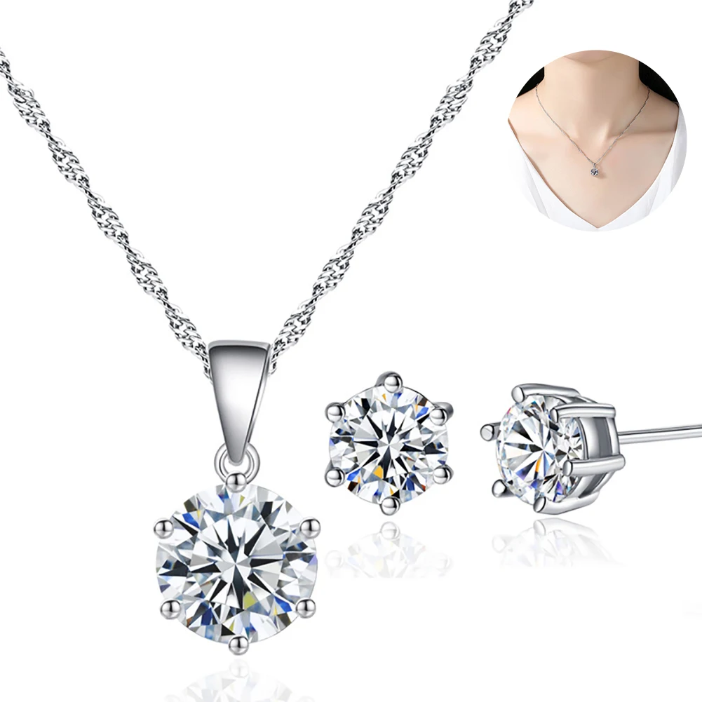 Элегантный комплект ювелирных изделий Циркон Rhinestone Подвеска Цепочки и ожерелья