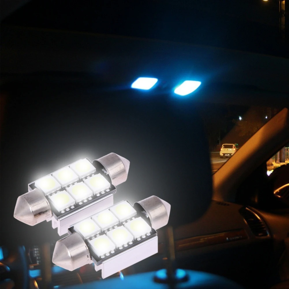 VODOOL 10 шт. беласветодиодный 36 мм 5050 6SMD светодиодная C5W светодиодный льная