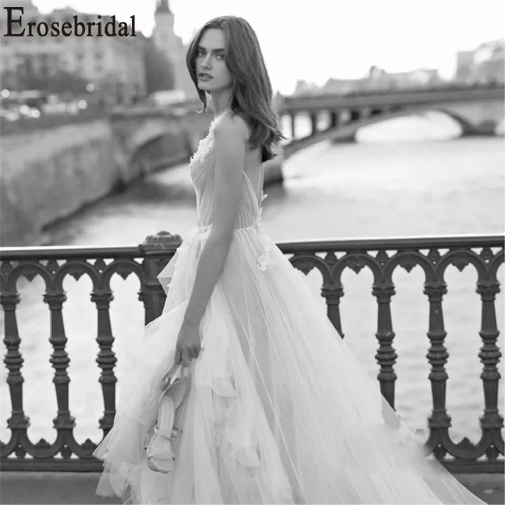 Erosebridal New Arrival Open Back Wedding Dress Simple Women Bridal Tulle Vestidos De Novia 2019 A-Line Gowns | Свадьбы и торжества