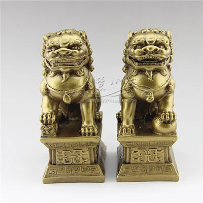 Фэн Шуй Смола Имитация Бронзы Лев талисман домашнего интерьера ювелирные