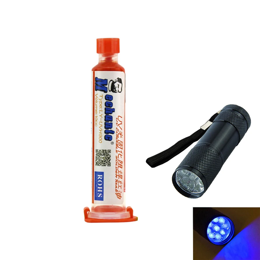 

MECHANIC UV Solder Resist BGA PCB UV Curable Solder Great Mast Solder Mask Solder Resist +9 led UV curing light
