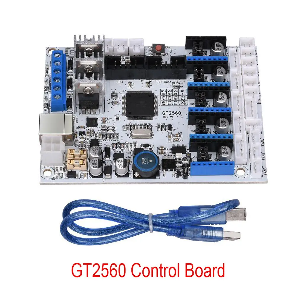 

Плата управления для 3D-принтера GT2560 с поддержкой линии передачи данных, драйвер A4988, двойной экструдер, мощность, чем ATmega2560 UM Ramps 1,4