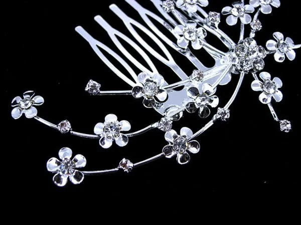 TREAZY Crystal Wedding Bridal Jewelry Plum Blossom Hair Comb Tiara Crown Silver Color Baby Princess Accessories | Украшения и