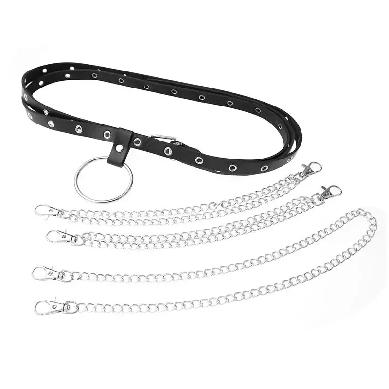 Женский модный пояс цепь TiaoBug регулируемый из искусственной кожи в стиле панк с