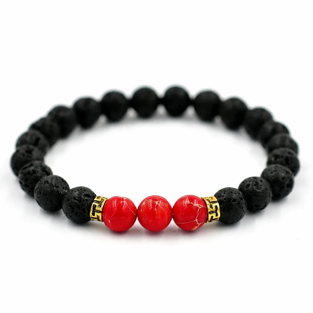 Hot Lava Stone Beads Natural Bracelet Men Jewelry Baldric Hand Strings Energy High Quality Simple Atmosphere | Тематическая одежда