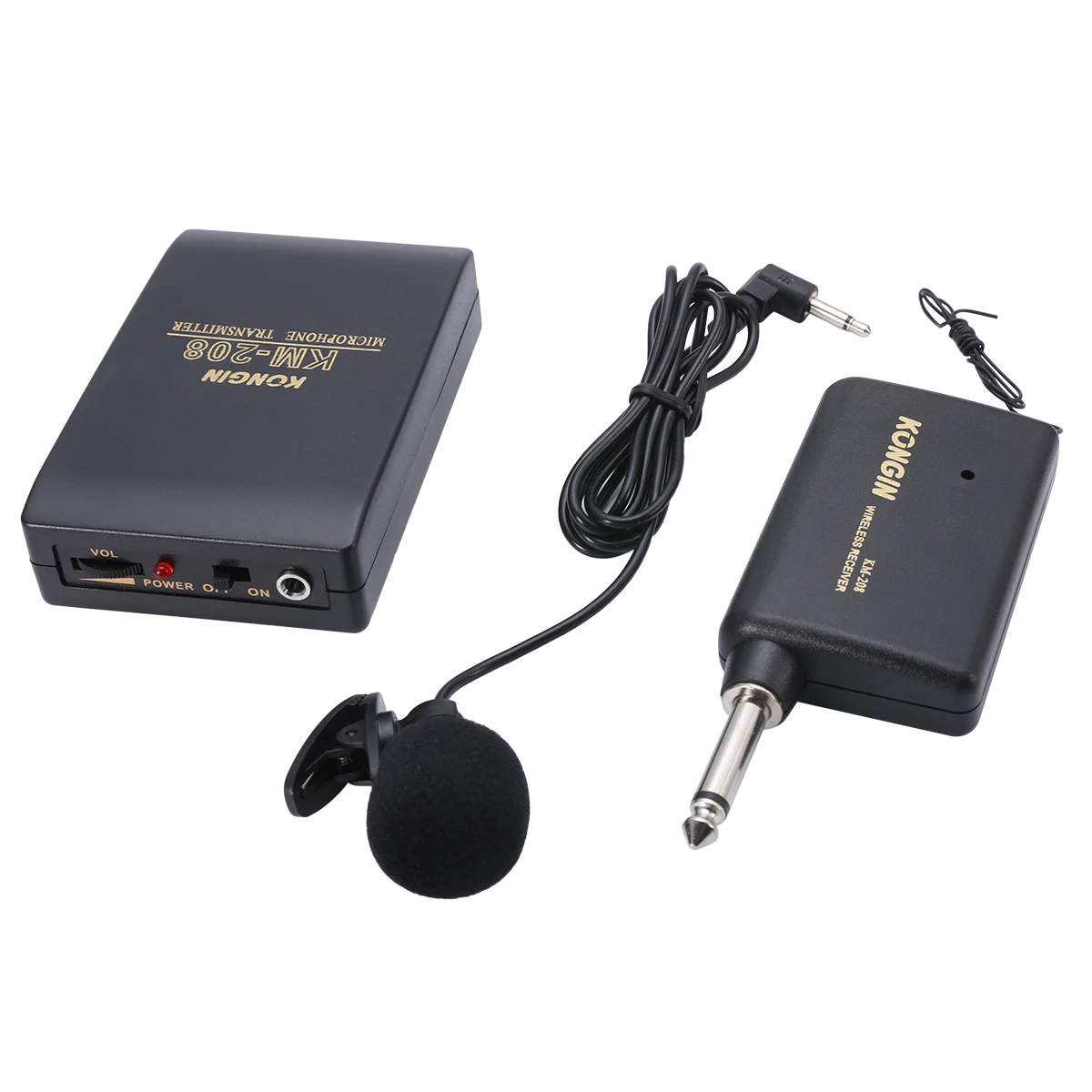 Mayitr 1pc Wireless FM Transmitter Receiver KM-208 Lapel Clip On Microphone Mic System Set for Wedding Meeting