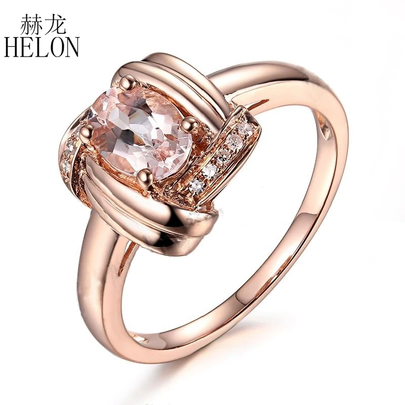 HELON Solid 14 K Розовая, золотая, овальная огранка, натуральный бриллиант, уникальное свадебное кольцо на головщину зубец, женские Украшения