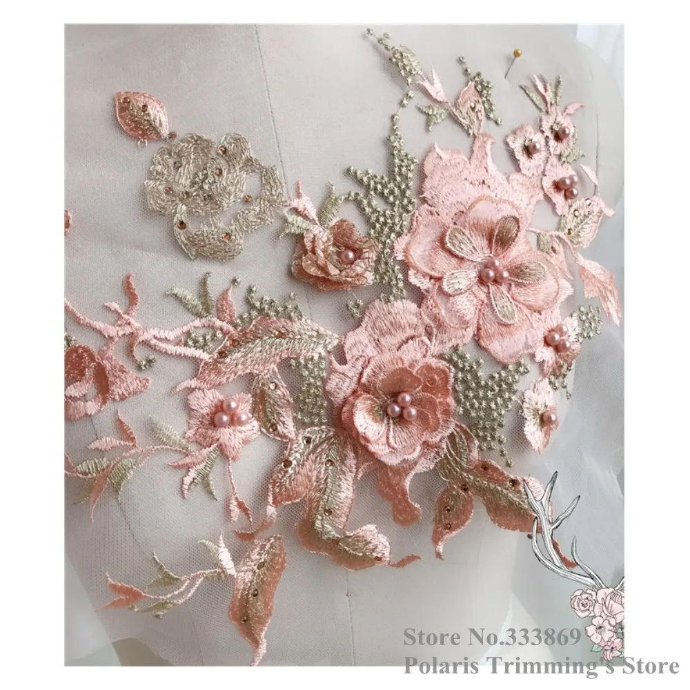 Новинка оранжевые вышитые бисером перламутровые 3D Цветочная вышивка кружевные