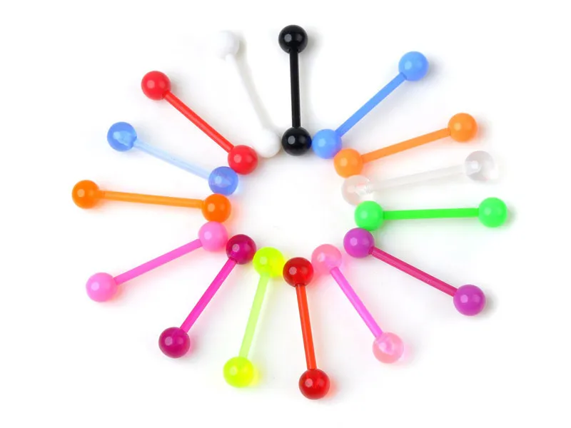 10 шт./лот цвет случайный гибкий акриловый язык стержень для сосков кольца штанга