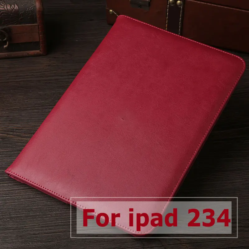 Роскошный чехол из искусственной кожи чехол для iPad 2/3/4 Ретро Портфели с автоматическим включением и отключением экрана внутренней стороны ремень Стенд откидная крышка для iPad Mini 1 2, 3, 4 - Цвет: Dark Red  ipad 2 3 4