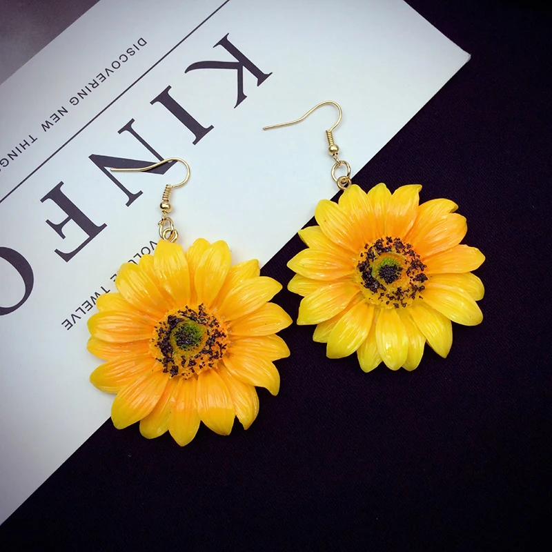 2017 новые модные акриловые серьги в виде подсолнуха большие висячие стиле бохо