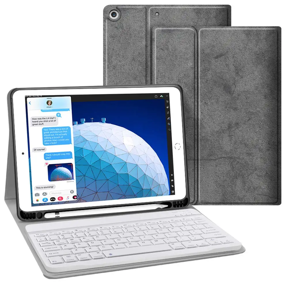 gray-fuganwen Для нового iPad Air 3 10,5 чехол Bluetooth клавиатура W Карандаш держатель Стенд мягкий чехол для iPad Air 3 10,5 Pro 10,5 чехол клавиатура - Цвет: gray-fuganwen