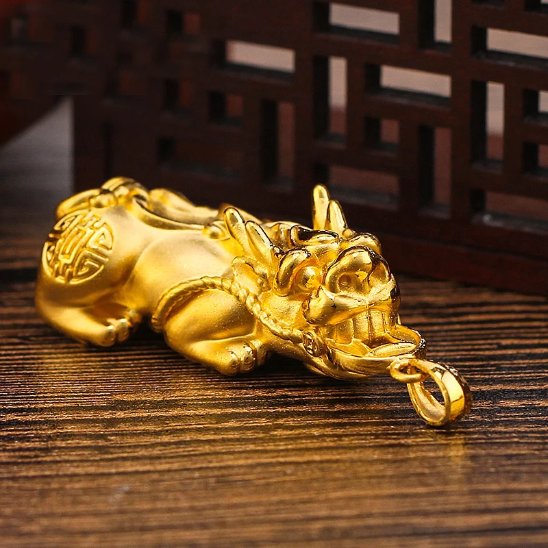 Новинка подвеска из желтого золота 24 карата 999 пробы с монеткой драконом сыном