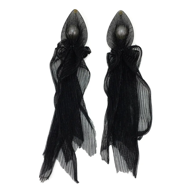 Black Earrings MANILAI, модные длинные кружевные серьги, имитация жемчуга, кристалл, бисер, большие массивные серьги, свадебные ювелирные изделия, элегантные серьги - Окраска металла: Black Earrings