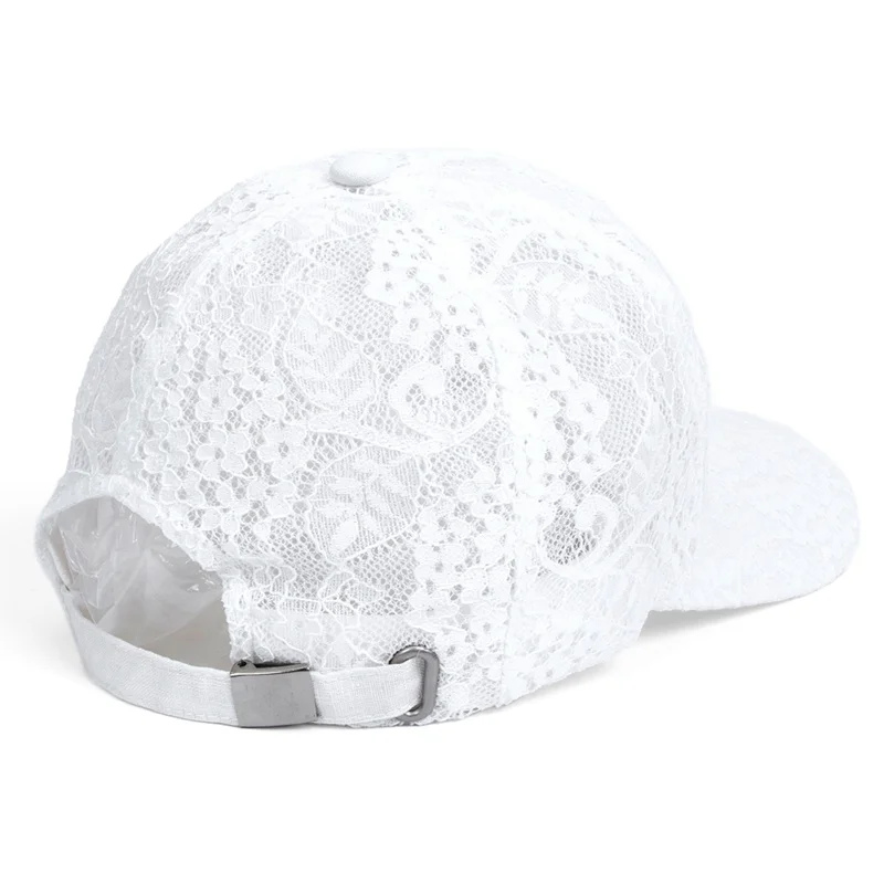 

women black lace baseball caps summer hollow out breathable sheer white floral sunhats ladies elegant mesh duck hats