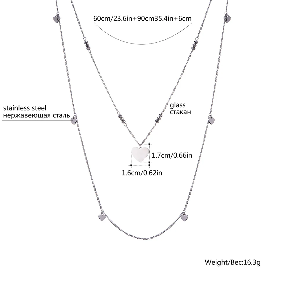 

Color Tree of Life Necklace for Women Double Layered Stainless Steel Chain Cute Heart Pendant Choker Necklace Fashion Jewelry