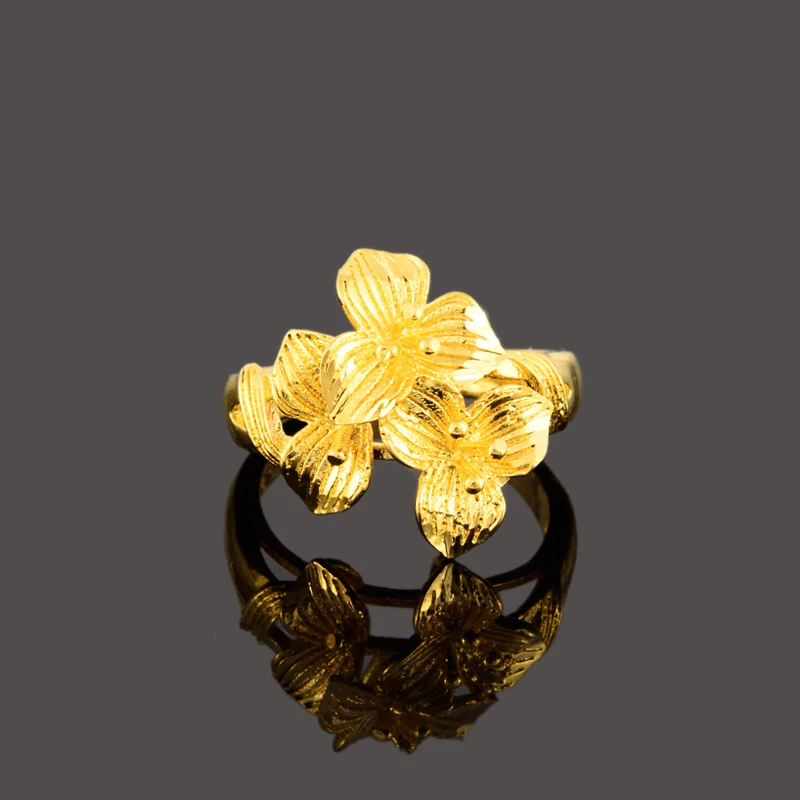 Hot sale! 24K GP gold Color wedding ring Big flower women for party size 6 7 8 9 anel diy | Украшения и аксессуары