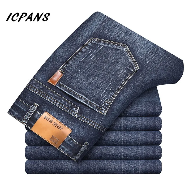 

ICPANS Denim Jeans Men Classic Denim Jeans For Men Black Summer Thin Slim Fit Pants Stretch Skinny Male Vintage Jeans