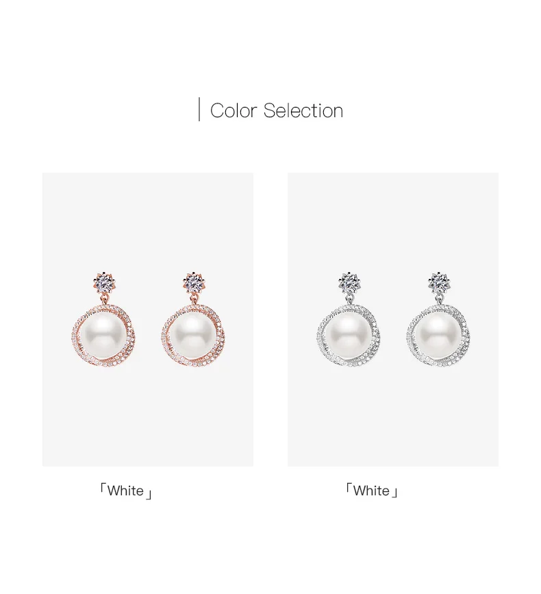 Warme Farben 925 серебряные серьги иглы женские корейские Универсальные круглые жемчужные висячие серьги цвета розового золота инкрустированные циркониевые серьги