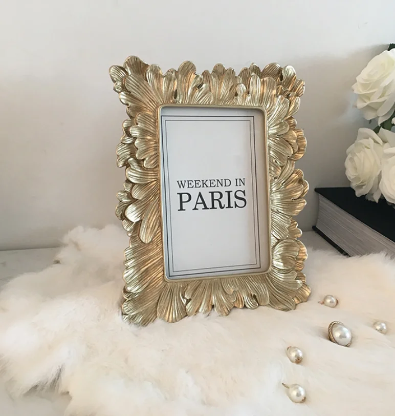 Фоторамка из смолы в стиле ретро 6 дюймов Золотая настенная рамка креативное